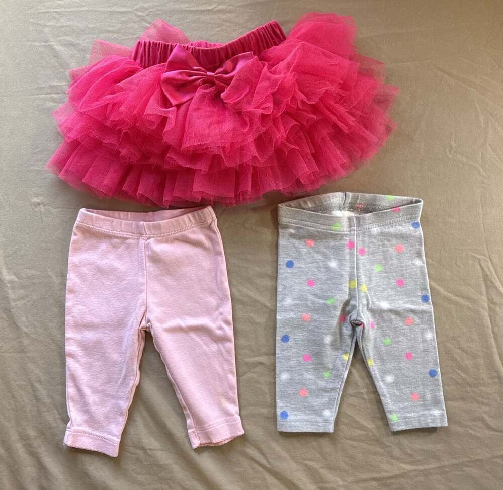 Carter's & Jumping Beans 3M Tutu & Leggings 3-Piece Set